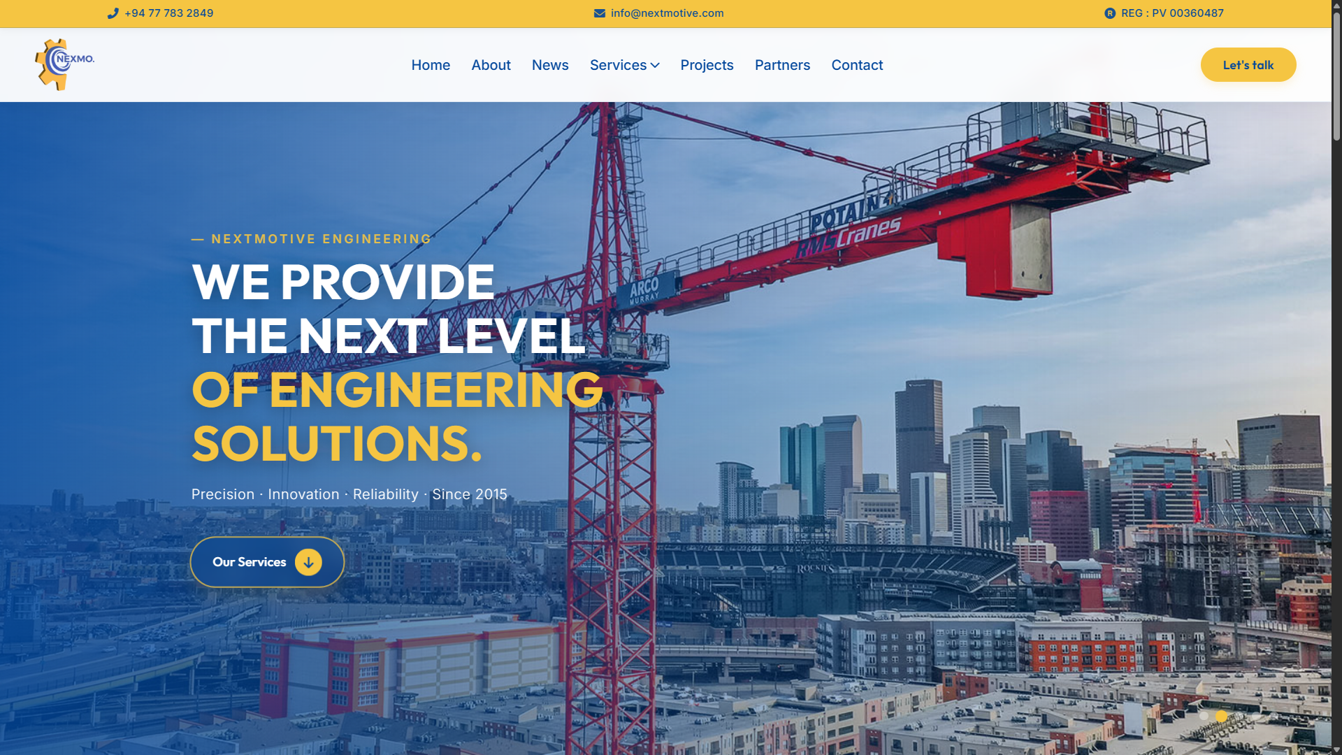 Nextmotive Engineering - Frontend Developer project showcasing HTML, Tailwind, SEO